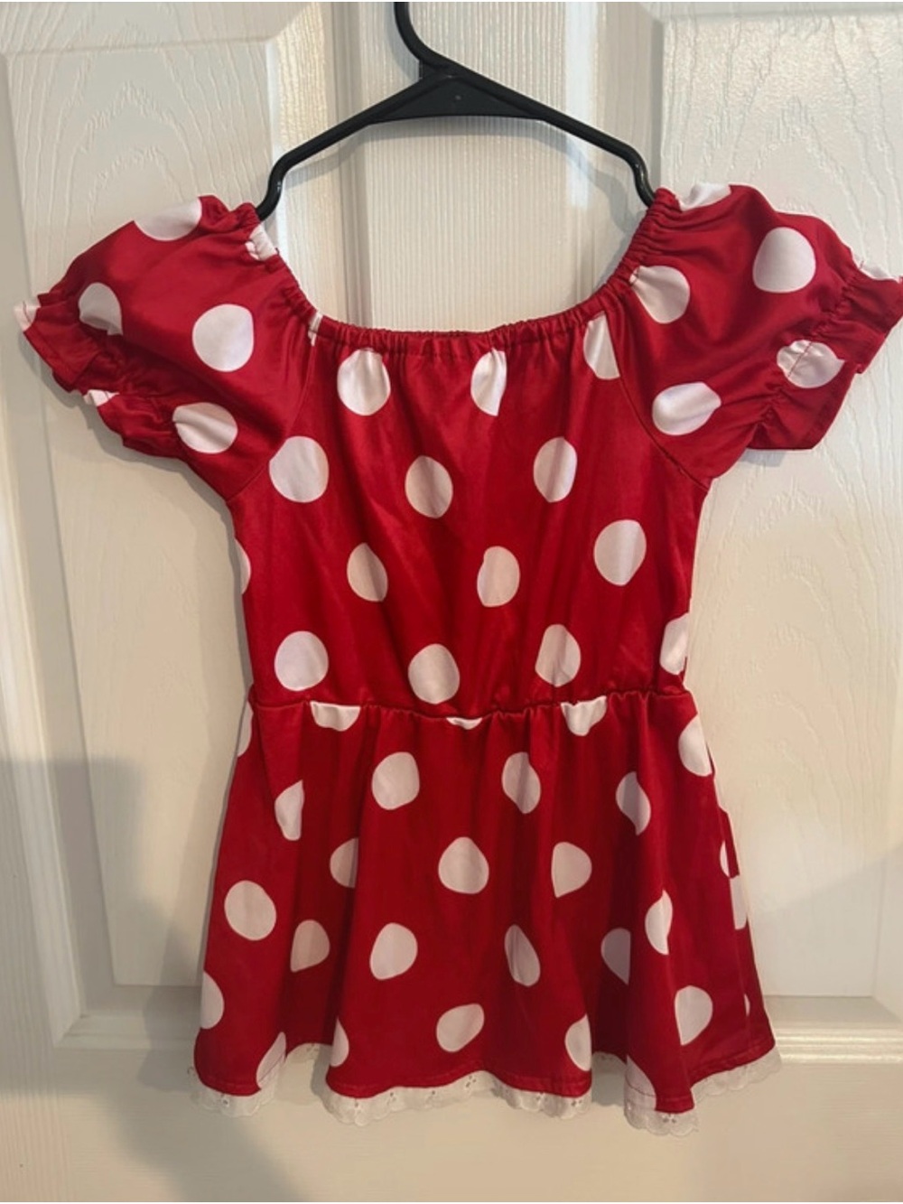 Red Polka Dot Puff Sleeve Minnie Mouse Kids Dress or Costume